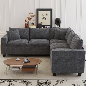 GDFStudio Bruno Convertible Chenille 97'' Corner L-Sectional Sofa with Armrest Storage - 1 of 4