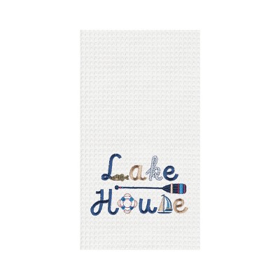 C&F Home Lake House Embroidered Waffle Weave Kitchen Towel