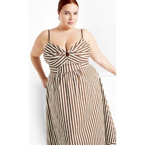 Women's Plus Size Stripe Zaya Dress - tabacco stripe | CITY CHIC - 1 of 4