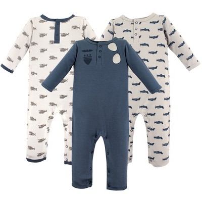 Image of Hudson Baby Infant Boy Cotton Coveralls 3pk, Wingman, 3-6 Months