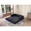 Dexmalle Black Corduroy Convertible Sleeper Sofa Bed with Cylindrical Pillow - 3 of 4