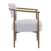 Gulches White Teddy Velvet Dining Chair - Soft Foam Seat & Back, Iron Frame with Wood Grain Water Transfer Print, Versatile for Home/Cafe - 3 of 4
