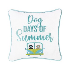 C&F Home 10" x 10" Dog Days Of Summer Embroidered Small Petite Throw Pillow - 1 of 3