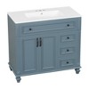 KIGFTSOD 36" Bathroom Vanity with Sink, White Vanity Cabinet with Flip-Out Drawer, 3 Drawers, 2 Soft-Close Doors - 2 of 4
