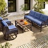 Outdoor 4 Pcs Seating Set, Patio Seating Set with Swivel Chairs and Coffee Table, Rattan Sofa with Iron Frame and Sponge Cushion-Cuddlewood - 3 of 4