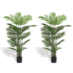 KTMBDW 5/6FT Artificial Tree, Fake Tree with Realistic Trunks and Leaves, Faux Plant for Indoor Home Décor with Black Planter, 2Pcs - 1 of 4