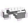 vidaXL 9 Piece Patio Sofa Set with Cushions Black Poly Rattan - Black and Blue - 3 of 4