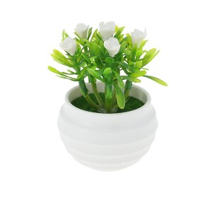 Unique Bargains Artificial Tree Ribbed Pot 7-Head Solid Rose Orange Plastic 3.15"x3.15"x3.15" 1 Pcs - 1 of 4