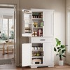 Tall Pantry Storage Cabinet, Kitchen Cabinet with Drawer, Door Shelves, Adjustable Shelves, Narrow Wooden Bathroom Cupboard, Large Wooden Cabinet - 2 of 4