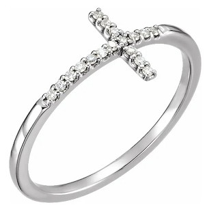 Pompeii3 White Gold Sideways Cross Diamond Ring - 1 of 3