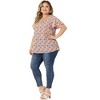 Agnes Orinda Women's Plus Size Keyhole Flutter Short Sleeve Chiffon Floral Tops - 3 of 4