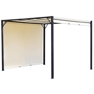 Outsunny 9.7' x 9.7' Outdoor Retractable Pergola with Canopy, Patio Canopy Sun Shade Shelter, Steel Frame for Garden Porch Beach, Cream White - 1 of 4