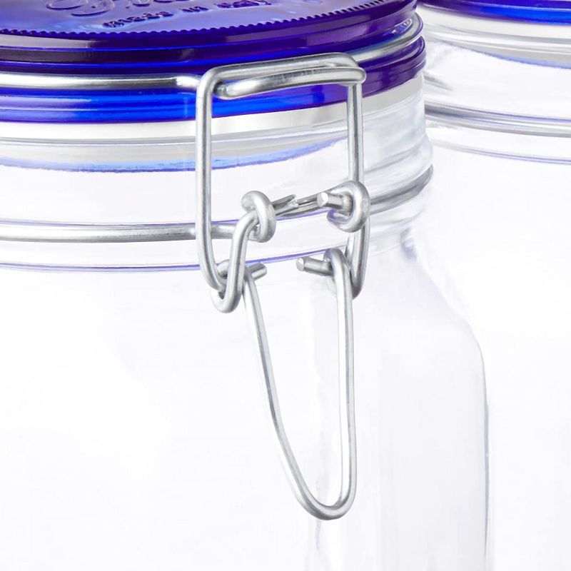 Bormioli Rocco Fido Square Jar with Blue Lid, 1.50 Liter (Pack of 2), 5 of 7