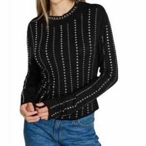 Women's Embellished Mock Neck Long Sleeve Top - Kiwi - 1 of 4