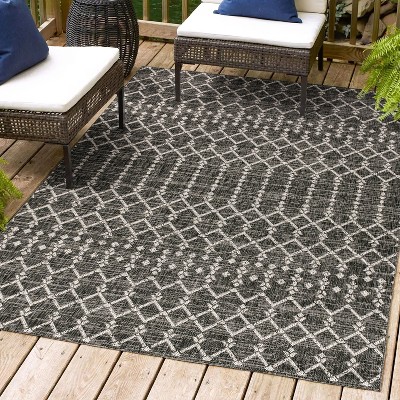 Gray Geometric Flat Woven Indoor/Outdoor Rug 4' x 6'