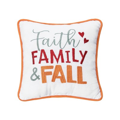 C&F Home 10" x 10" Faith, Family and Fall Embroidered Throw Pillow