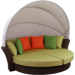 Courtyard Casual Green Eclipse Outdoor Expandable Oval Daybed with Canopy - 1 of 4