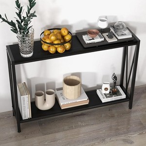 42.9-Inch Narrow Console Table with Storage Shelf, Industrial Rustic Brown Sofa & Entryway Table for Living Room, Hallway - 1 of 4