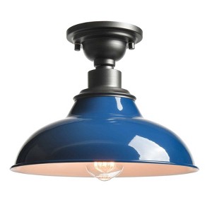 Claxy Dark Blue Semi Flush Mount Barn Ceiling Light Fixture - 1 of 4