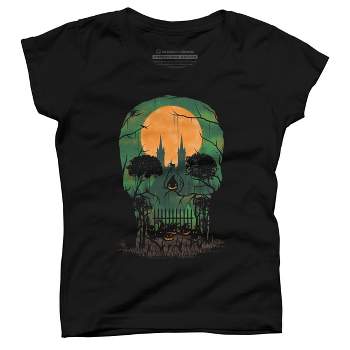 Girl's Design By Humans Skull Grave By designpro44 T-Shirt