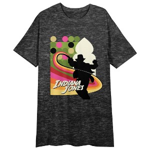 Indiana Jones And The Dial Of Destiny Indy Whip Crew Neck Short Sleeve Charcoal Heather Women's Night Shirt - 1 of 2