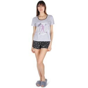 Memoi Women's Libra Zodiac Sign PJ Short Set Med Gray Heather L - 1 of 4