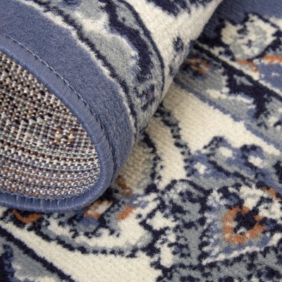 Elegant Blue and Ivory Synthetic 3-Piece Area Rug Set