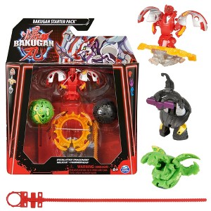 Bakugan Starter 3-Pack, Special Attack Dragonoid, Nillious, Hammerhead Customizable Spinning Action Figures and Trading Cards - 1 of 4