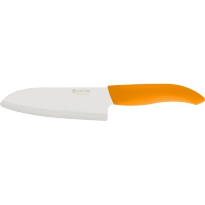 Kyocera Revolution Ceramic 5.5 Inch Santoku Knife with Orange Handle