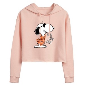 Women's - Peanuts - Joe Cool Hee Hee Hee Cropped Graphic Hoodie - 1 of 4