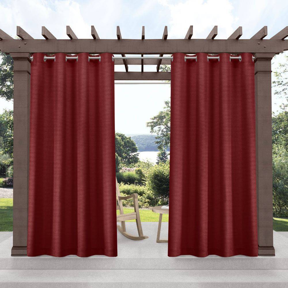 Photos - Curtains & Drapes Set of 2  Delano Heavyweight Textured Indoor/Outdoor Grommet Top(120"x54")