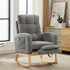 Vynxaria Series Grey Polyester Rocking Chair Set of 1 with Adjustable Footrest High Backrest Side Pocket Solid Wood Legs Gentle Glide 300LB Support - 2 of 4