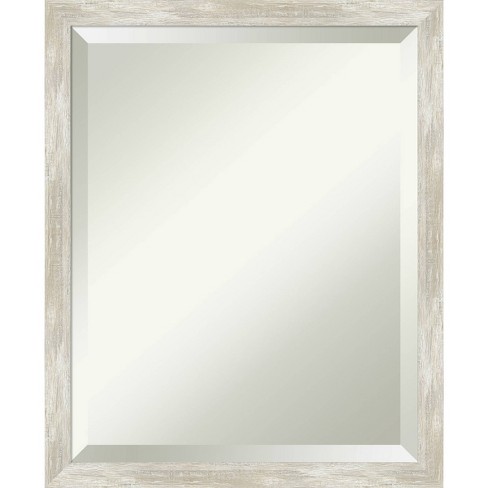 Amanti Art 18"x22" Crackled Metallic Narrow Framed Wall Mirror Silver: Beveled, Polystyrene Frame, No Assembly Required - image 1 of 4