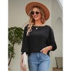 Women's Casual Puff Sleeve Tops 2025 Summer Solid Color Loose Balloon Sleeve Work Office Blouse - 3 of 4