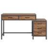 Vynxaria 51” Rustic Computer Desk, 51.18” Wide, Reversible 3 Drawer File Cabinet and 2 Integrated Drawers, Rustic Brown/Black Metal - 2 of 4