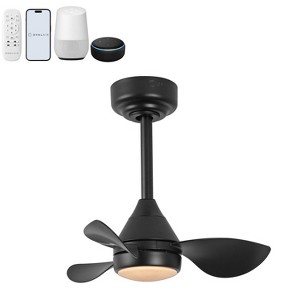 OVAL AIR Albini 22" Contemporary Minimalist 6-Speed Metal Mobile-App/Remote-Controlled Dimmable Smart Integrated LED Ceiling Fan - 1 of 4