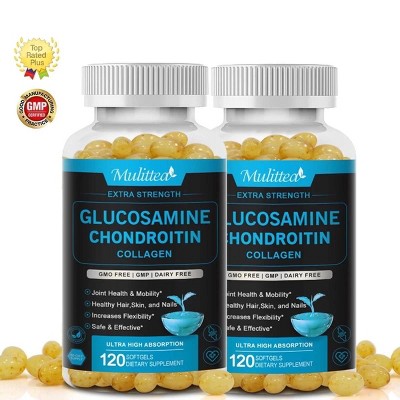 Mulittea (2 Pack) Glucosamine Chondroitin Joint Support Complex – For Healthy Joints, Hair, Skin & Nails – 240 Capsules
