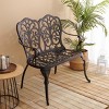 Cast Aluminum Patio Bench Outdoor Garden Bench with Floral Backrest Decorative Park Bench for Lawn Porch Yard or Balcony Seating-The Pop Home - 2 of 4