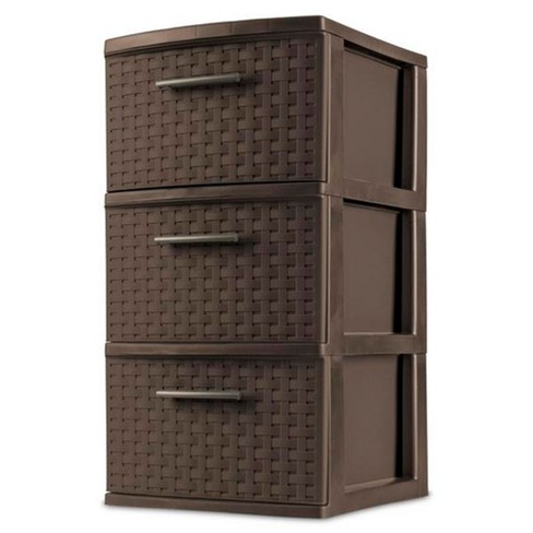 Sterilite 3 Drawer Storage Tower Plastic Decorative Weave Organizer Drawers For Dorm Closet Bedroom Or Craft Room Organization 2 Pack Espresso Target