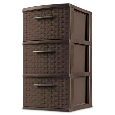 Sterilite 3 Drawer Storage Tower Plastic Decorative Weave Organizer Drawers For Dorm Closet Bedroom Or Craft Room Organization 2 Pack Espresso Target