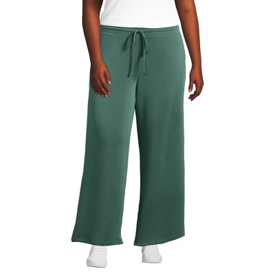 Lands' End Women's Cupro Knit Mid Rise Wide Leg Pants
