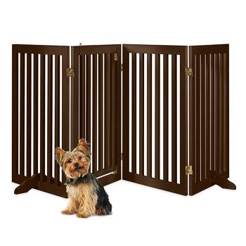 Best Choice Products 31.5in 4-Panel Freestanding Wooden Pet Gate w/ Walk Through Door, Adjustable Pen