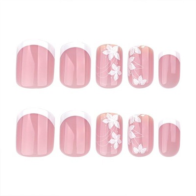 LOVELAY CREATIONS Square Short Press-On Nails with French Tip Designs
