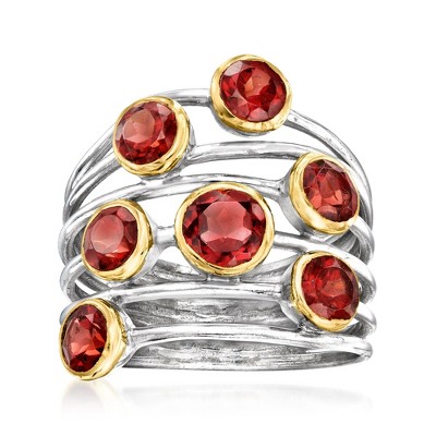 Ross-Simons 2.30 ct. t.w. Garnet Highway Ring in Sterling Silver and 18kt Gold Over Sterling