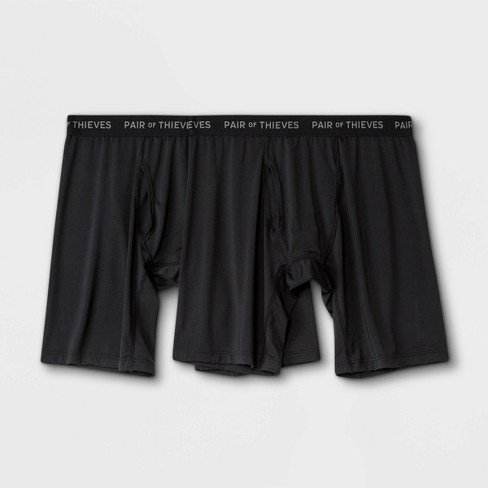 Pair Of Thieves Men's Big & Tall Super Fit Solid Long Leg Boxer Briefs 2pk  - Black 3xl : Target