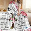 Spanish Bible Verses Floral Cross Throw Blanket - Pink Roses, Green Foliage & Blue Butterflies - Soft Plush Flannel Christian Gift. - 4 of 4