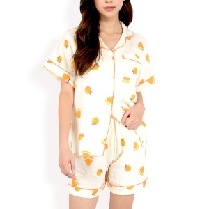 Anna-Kaci Women's Fruit Print 2-Piece Pajama Set with Short Sleeve Button-Up Top and Relaxed Fit Shorts - 1 of 4