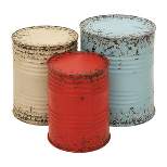 Farmhouse Drum End Tables Set Blue/Red - Olivia & May
