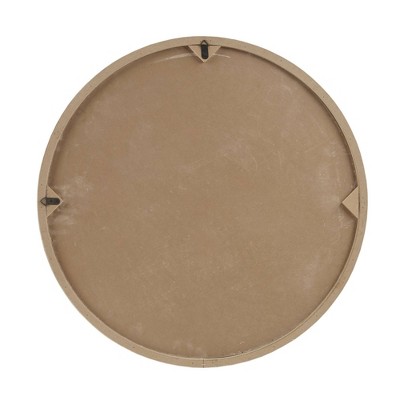 Natural White Carved Wood Round Medallion Wall Sculpture