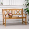 Outsunny 2-Seater Wooden Garden Bench, 4FT Outdoor Patio Loveseat with Unique X-Shape Back for Yard, Lawn, Porch - 3 of 4